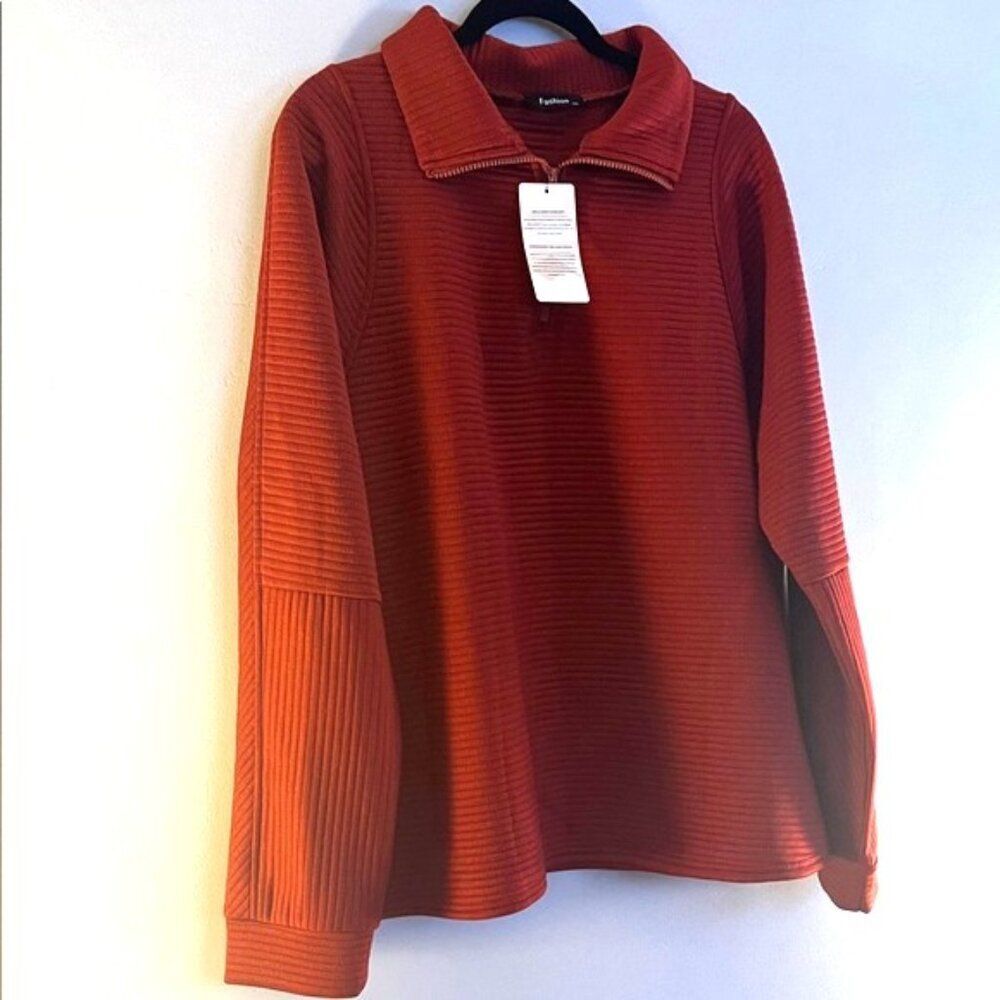 Women's Rust Quarter-Zip Sweatshirt